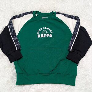 Kappa Unisex Crew Neck Green with White Pullover Loopknit  Sweatshirt NWOT